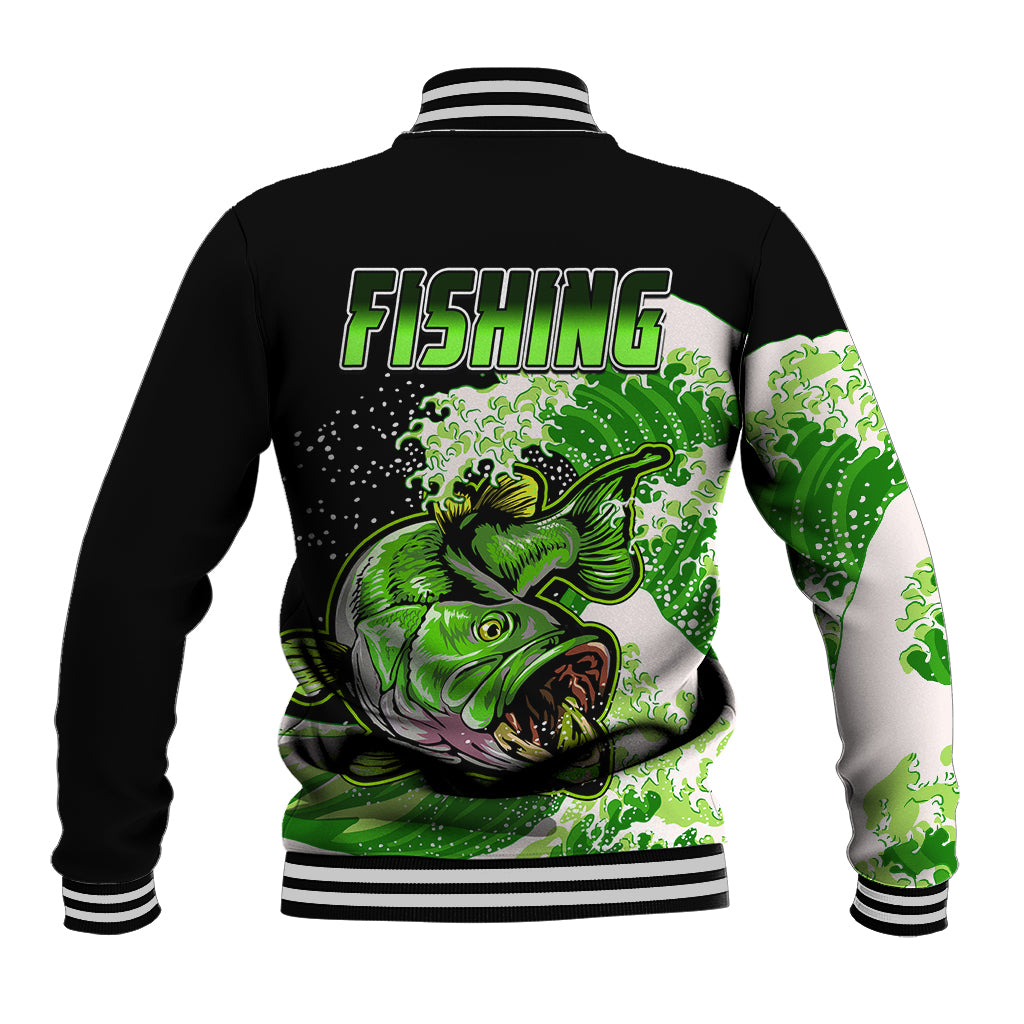 Largemouth Bass Fishing Green Baseball Jacket LT9 - Wonder Print Shop