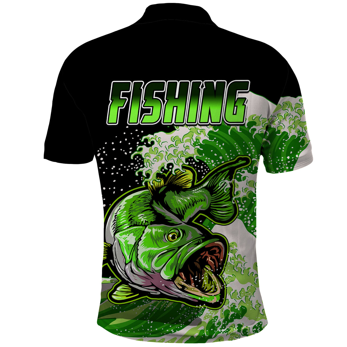 Largemouth Bass Fishing Polo Shirt Green - Wonder Print Shop