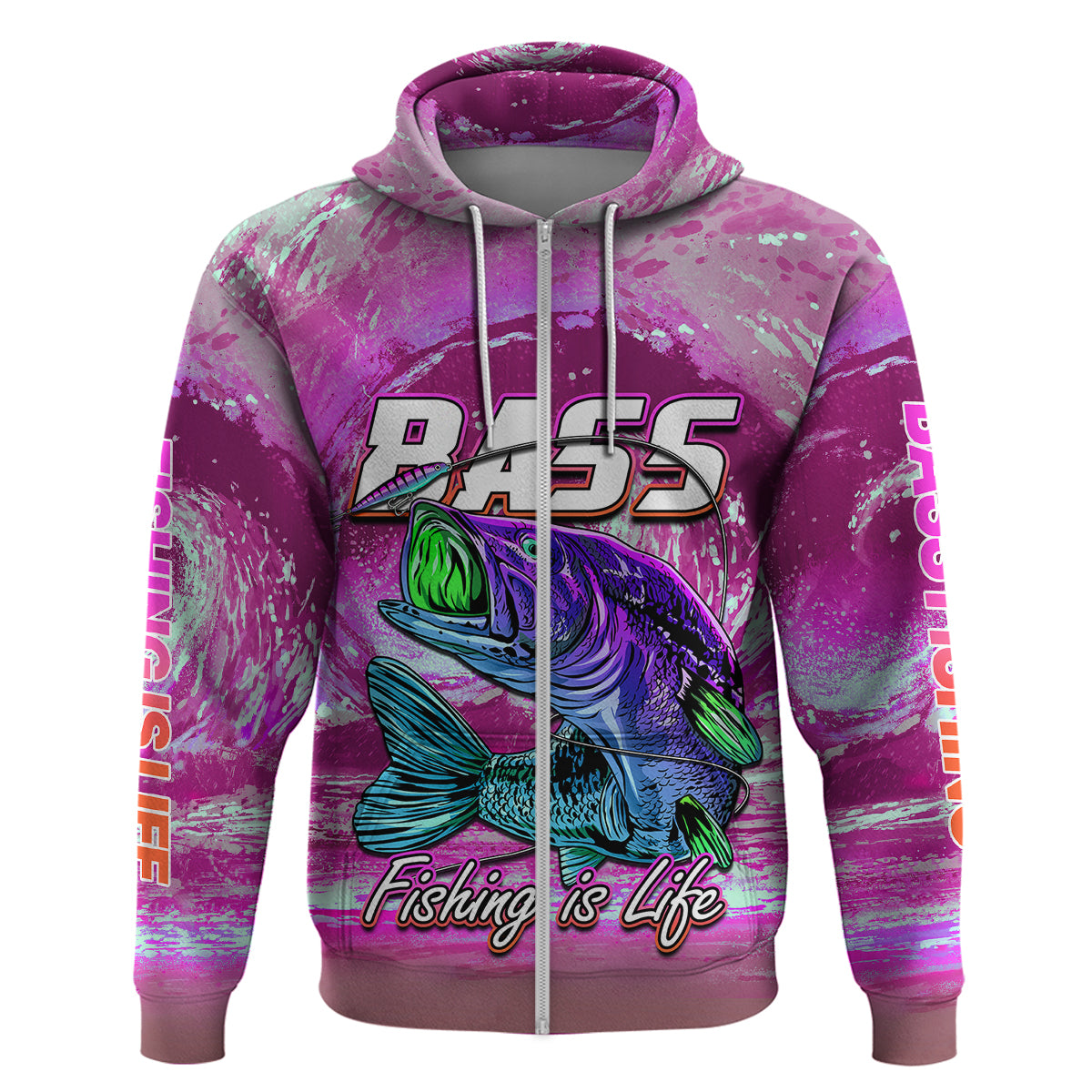 Bass Fishing is Life Hook Sport Largemouth Pink Hoodie - Wonder Print Shop
