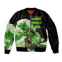 Largemouth Bass Fishing Green Sleeve Zip Bomber Jacket - Wonder Print Shop