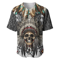 Native American Skull With Eagle Warriors Baseball Jersey - Wonder Print Shop