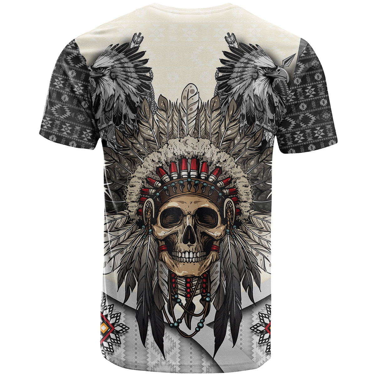 Native American Skull With Eagle Warriors T Shirt - Wonder Print Shop