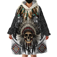 Native American Skull With Eagle Warriors Wearable Blanket Hoodie - Wonder Print Shop