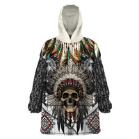 Native American Skull With Eagle Warriors Wearable Blanket Hoodie - Wonder Print Shop