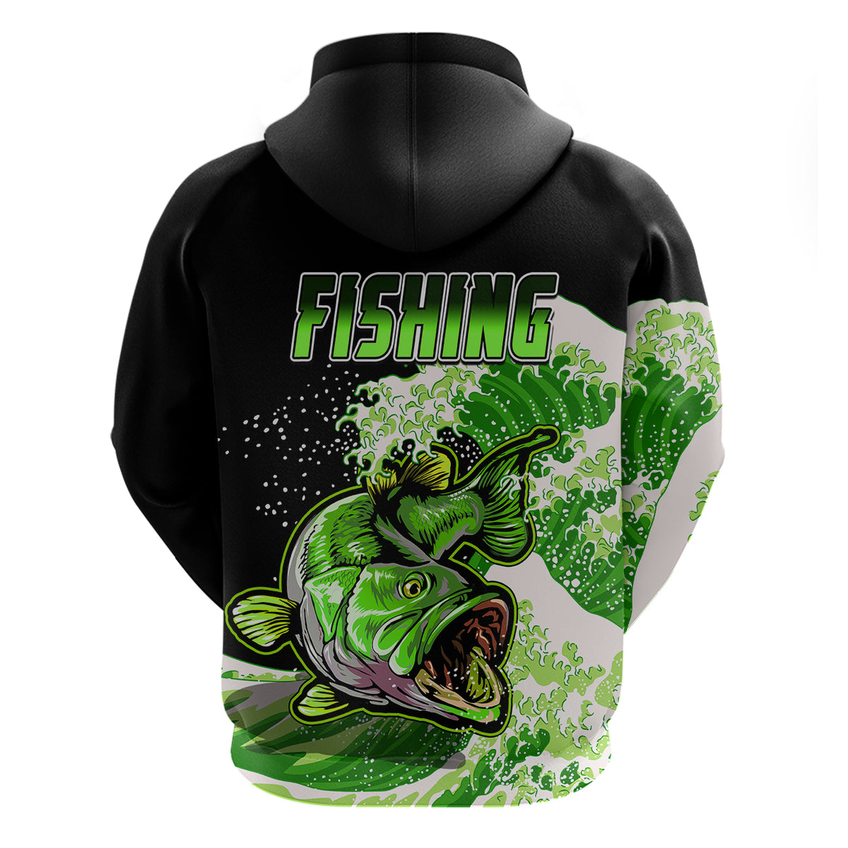 Largemouth Bass Fishing Green Hoodie - Wonder Print Shop