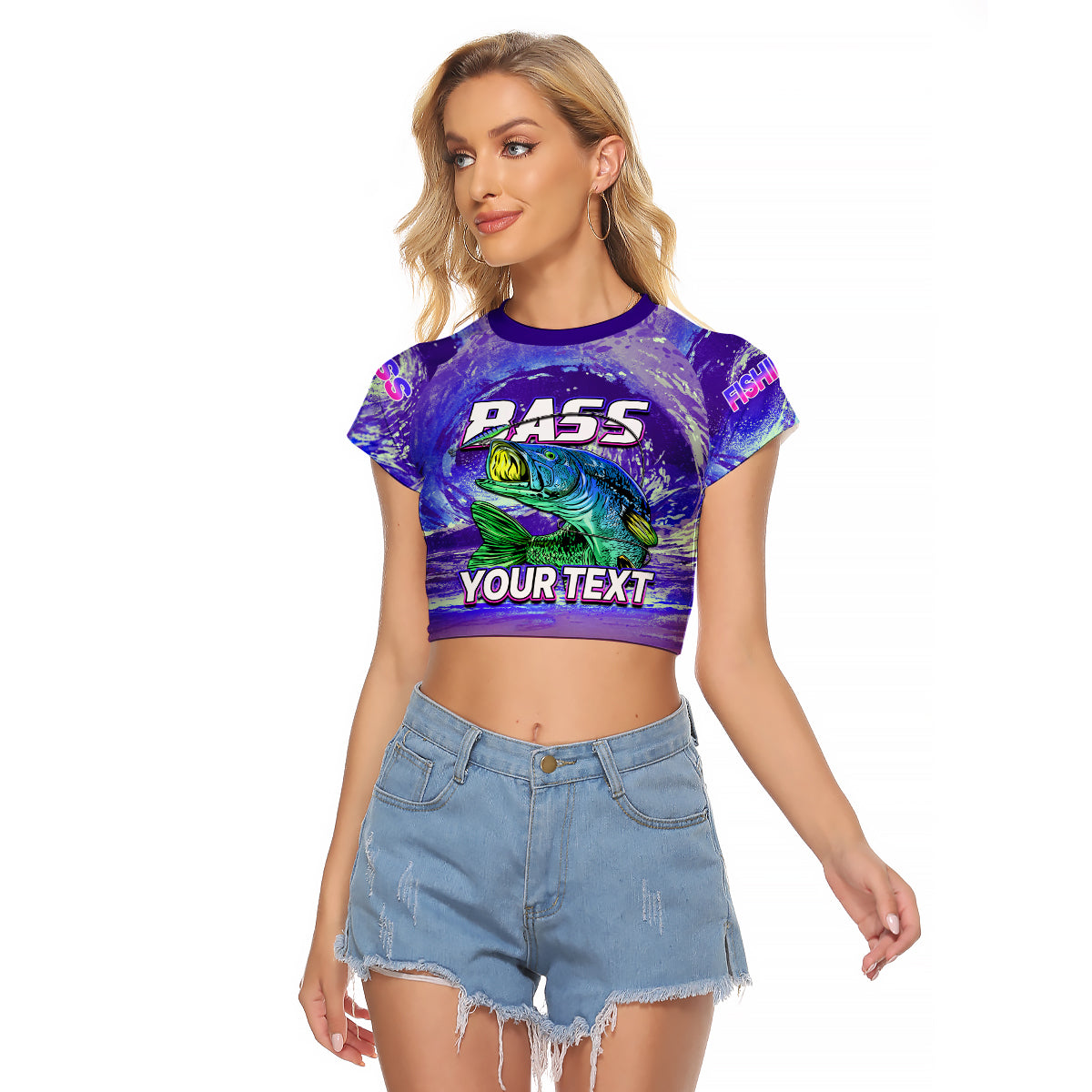 (Custom Personalised) Bass Fishing is Life Hook Sport Largemouth Purple Raglan Cropped T Shirt - Wonder Print Shop
