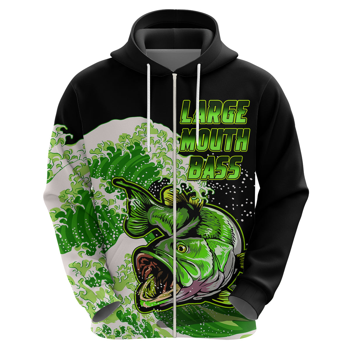 Largemouth Bass Fishing Green Hoodie - Wonder Print Shop