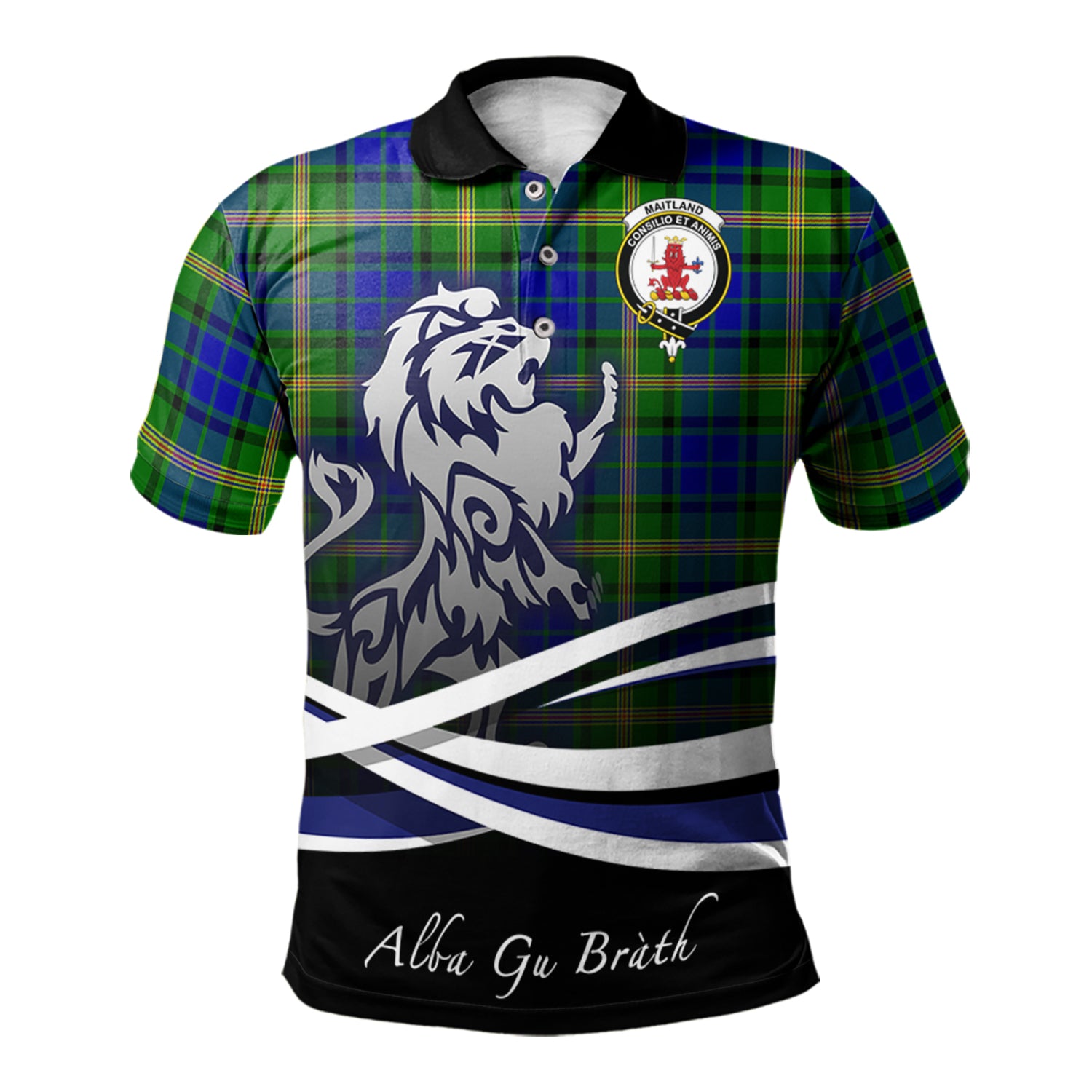 scottish-maitland-clan-crest-scotland-lion-tartan-polo-shirt