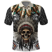 Native American Skull With Eagle Warriors Polo Shirt - Wonder Print Shop