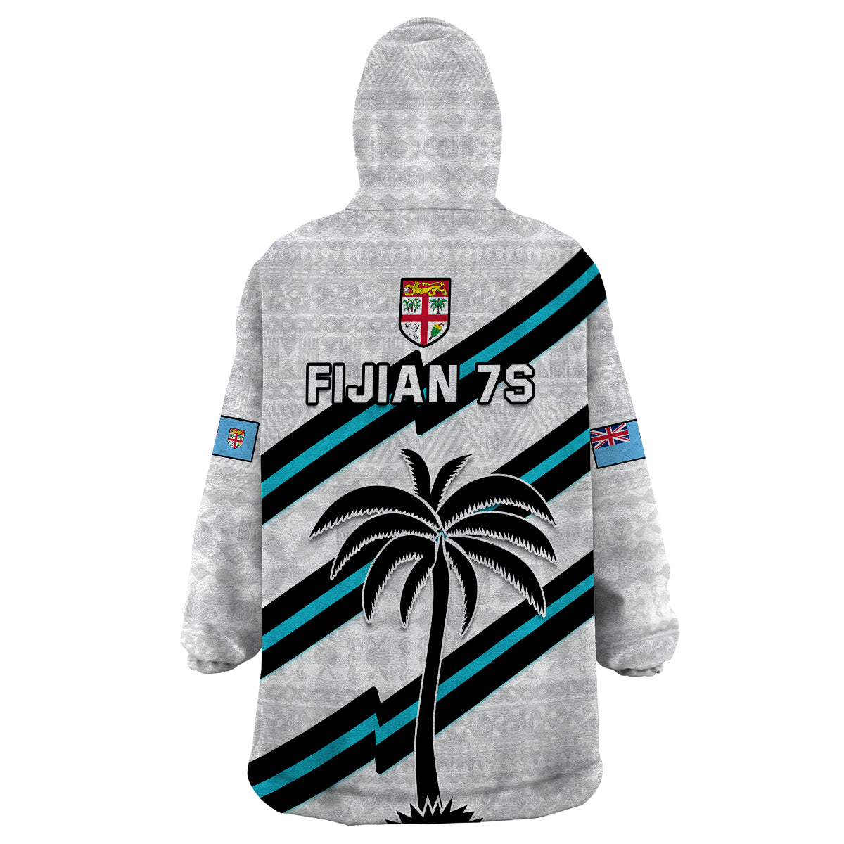 Fiji Rugby Tapa Pattern Fijian 7s White Wearable Blanket Hoodie - Wonder Print Shop