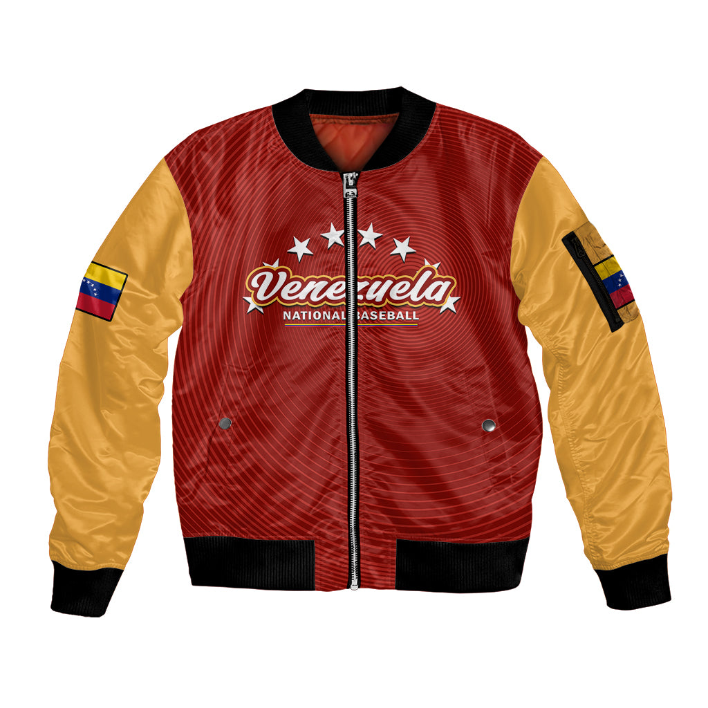 (Custom Text And Number) Venezuela 2023 Baseball Mix Coat Of Arms Sleeve Zip Bomber Jacket - Wonder Print Shop