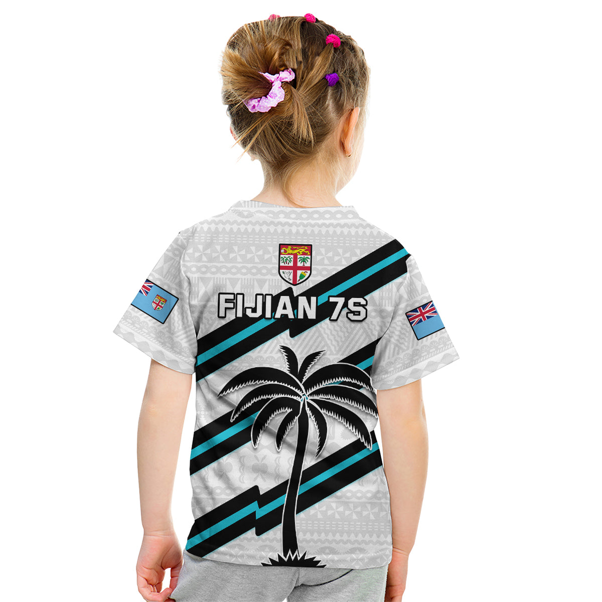 Fiji Rugby Tapa Pattern Fijian 7s White Kid T Shirt - Wonder Print Shop