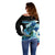 (Custom Personalised) Bass Fishing Blue Off Shoulder Sweater - Wonder Print Shop