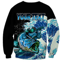 (Custom Personalised) Bass Fishing Blue Sweatshirt - Wonder Print Shop