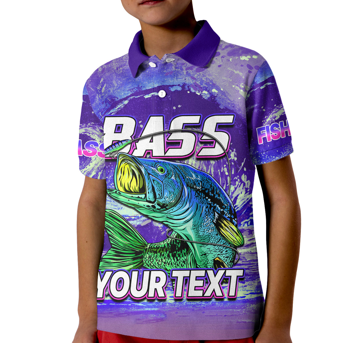 Custom Bass Fishing is Life Hook Sport Largemouth Purple Polo Shirt for Kid - Wonder Print Shop