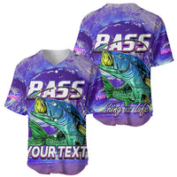 (Custom Personalised) Bass Fishing is Life Hook Sport Largemouth Purple Baseball Jersey LT9 - Wonder Print Shop