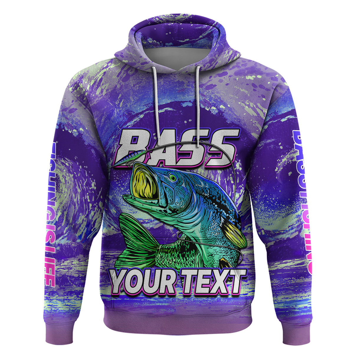 Custom Bass Fishing is Life Hoodie Hook Sport Largemouth Purple - Wonder Print Shop