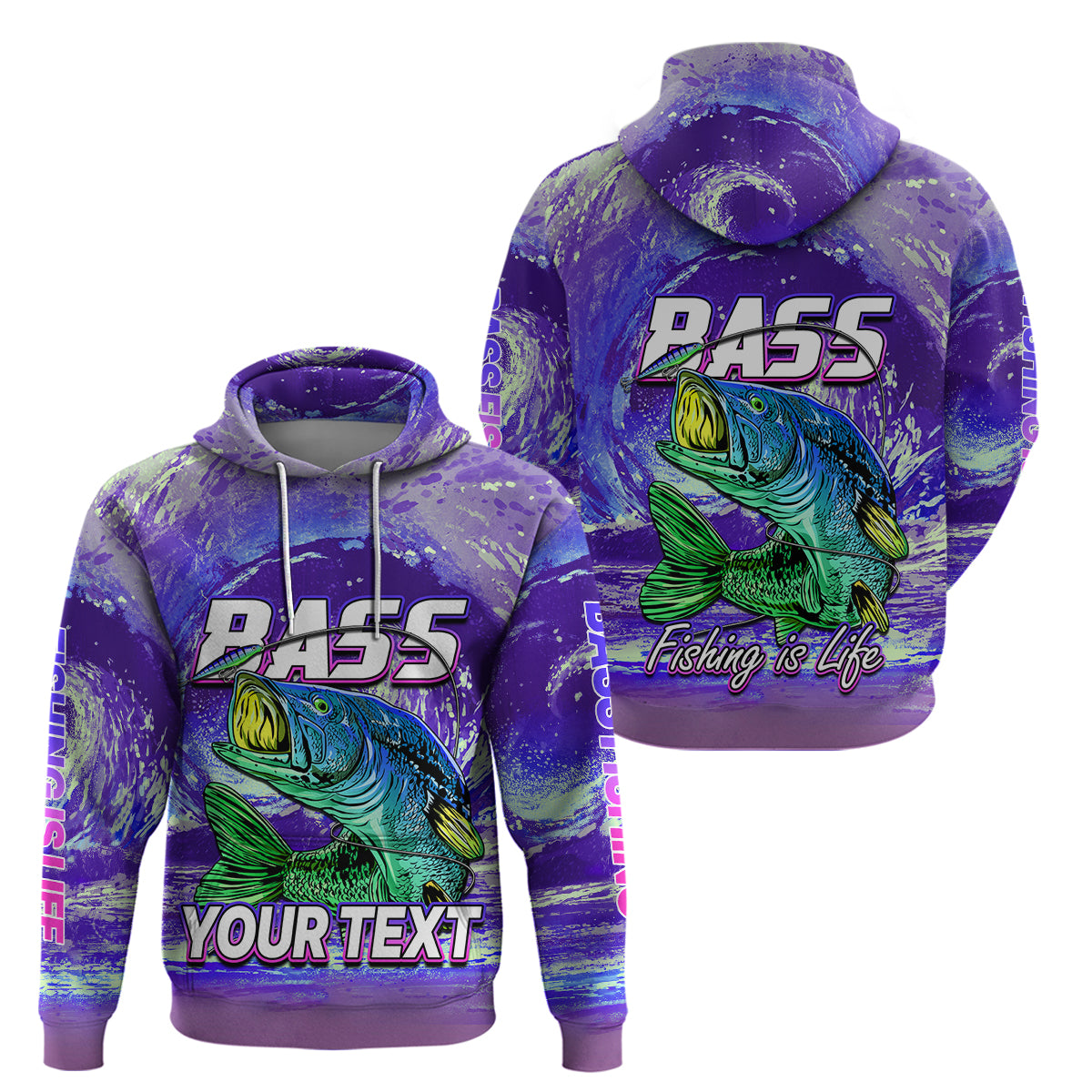 Custom Bass Fishing is Life Hoodie Hook Sport Largemouth Purple - Wonder Print Shop