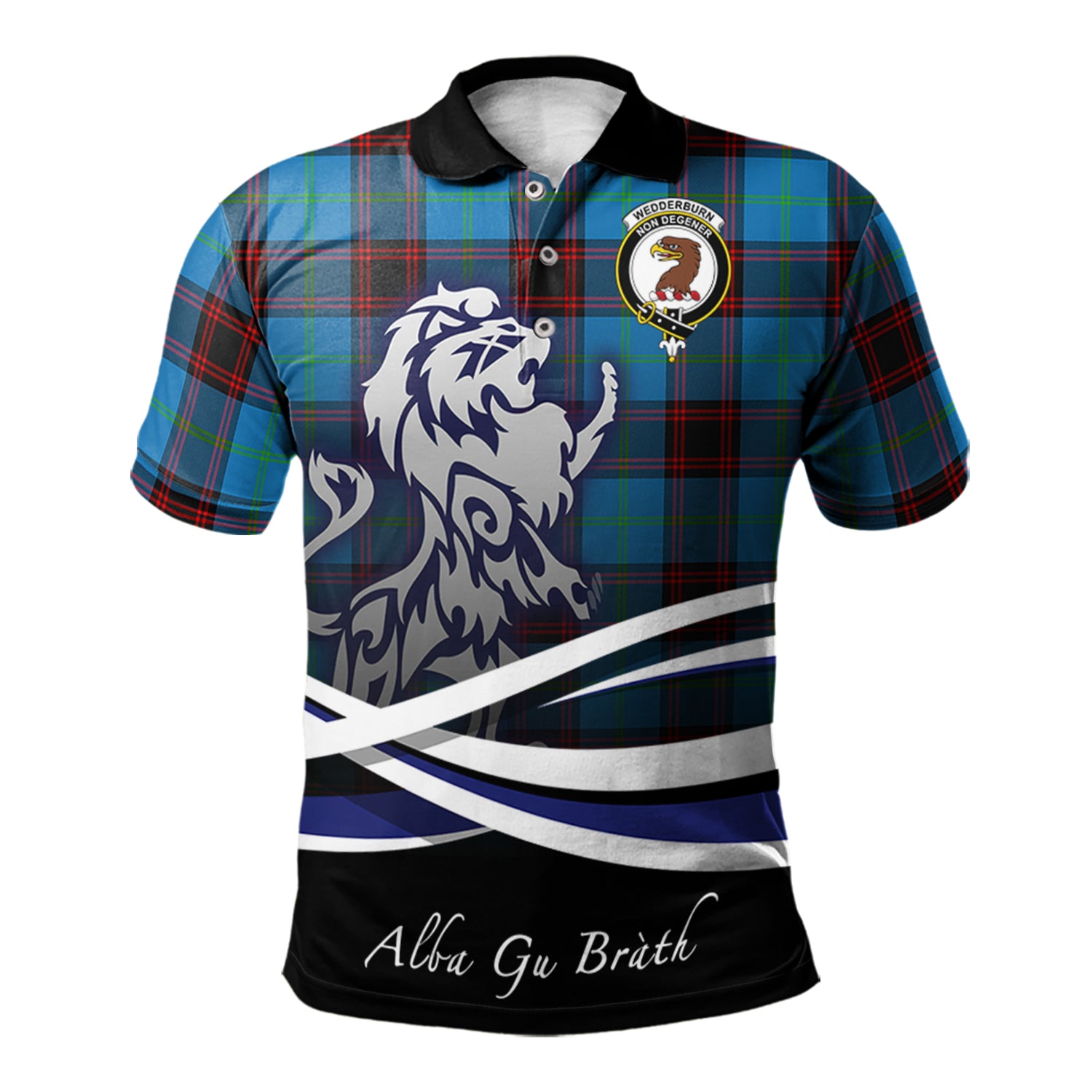 scottish-wedderburn-clan-crest-scotland-lion-tartan-polo-shirt