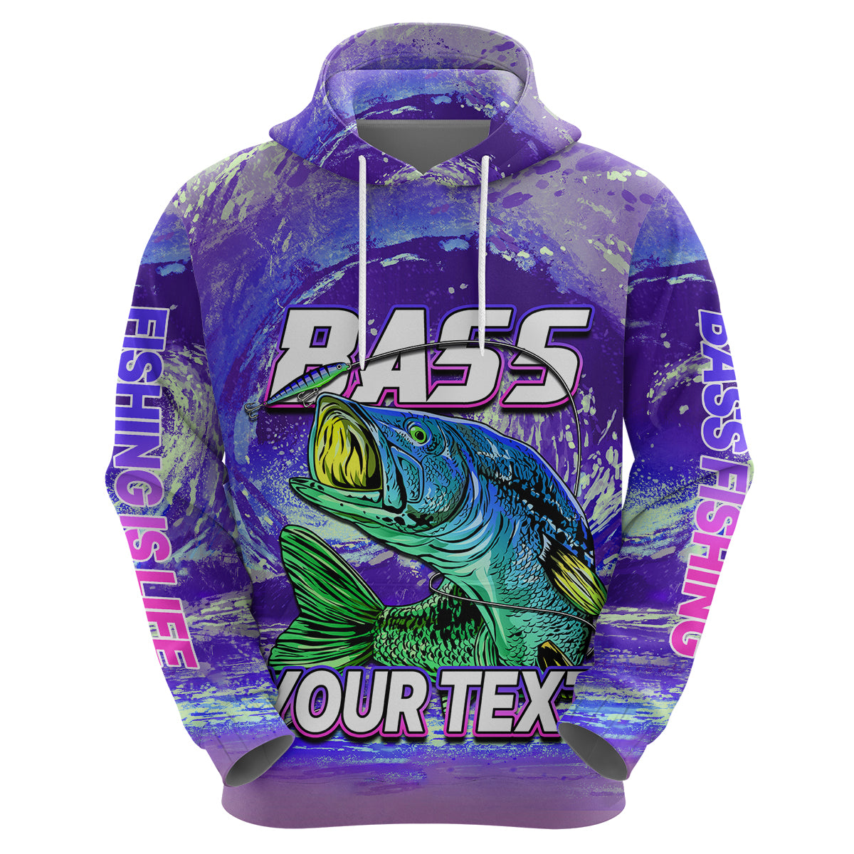 Custom Bass Fishing is Life Hoodie Hook Sport Largemouth Purple - Wonder Print Shop