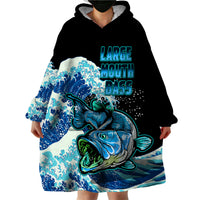 (Custom Personalised) Bass Fishing Blue Wearable Blanket Hoodie - Wonder Print Shop