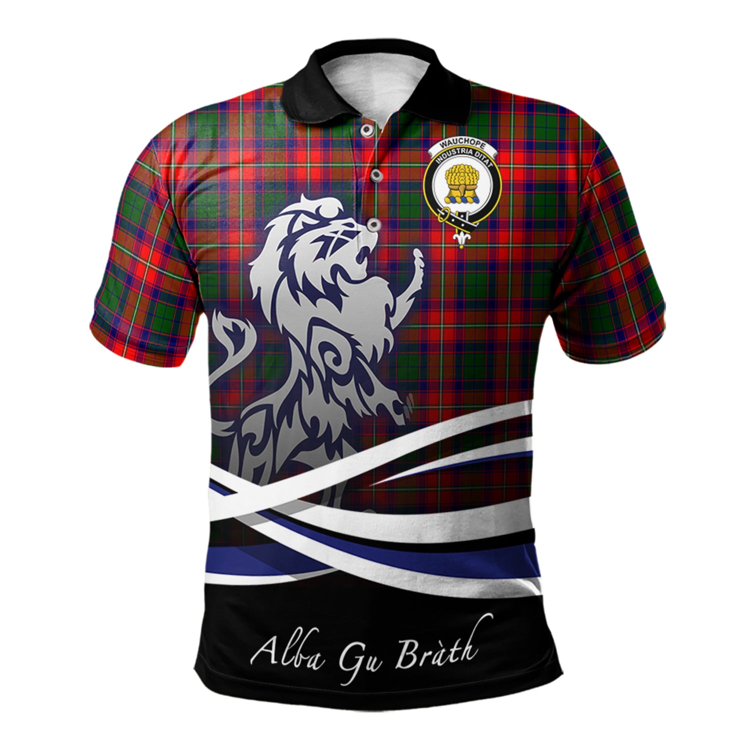 scottish-wauchope-clan-crest-scotland-lion-tartan-polo-shirt