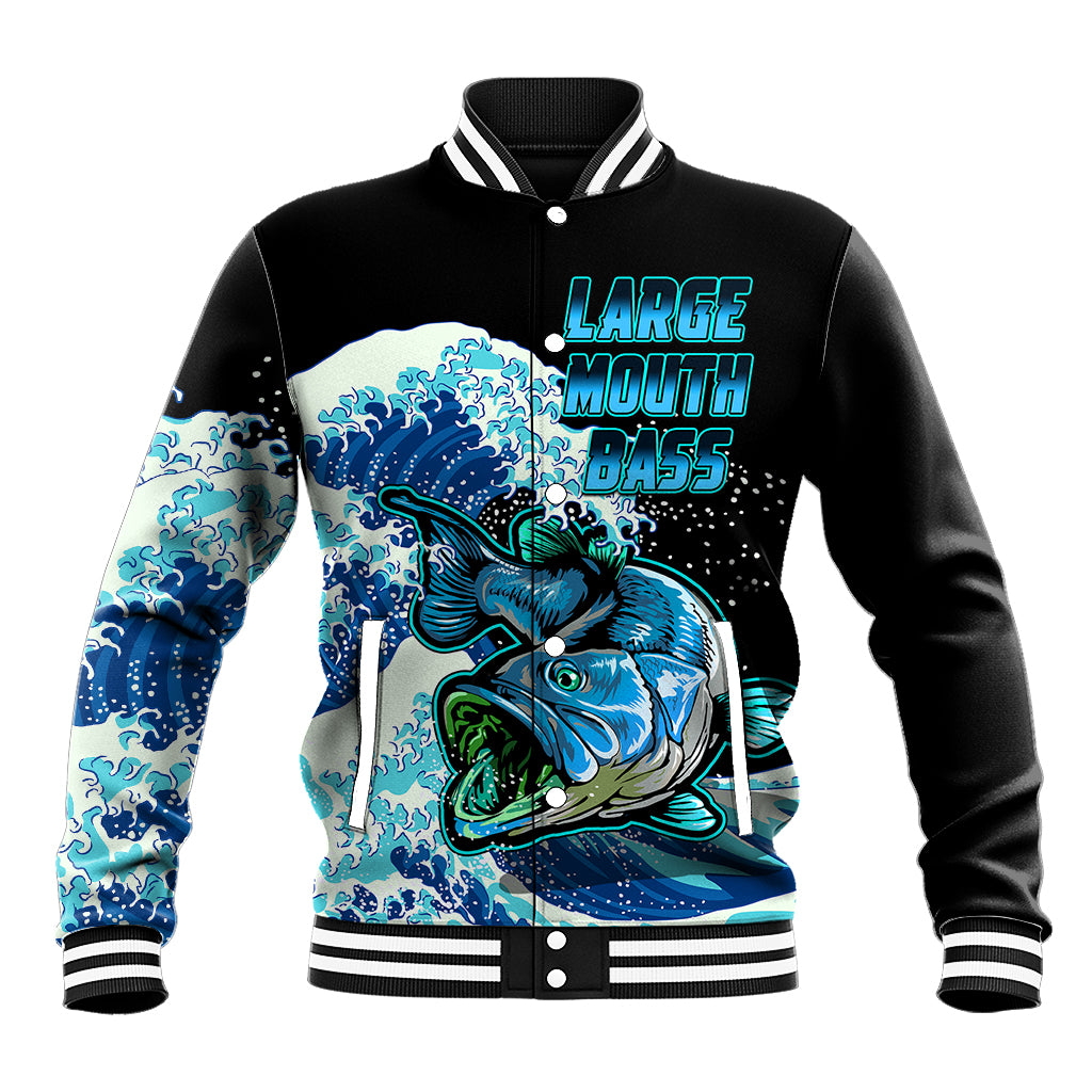 (Custom Personalised) Bass Fishing Blue Baseball Jacket LT9 - Wonder Print Shop
