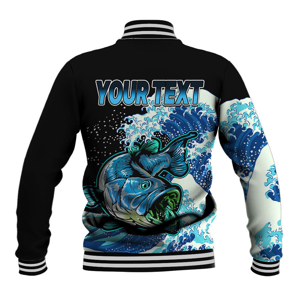 (Custom Personalised) Bass Fishing Blue Baseball Jacket LT9 - Wonder Print Shop