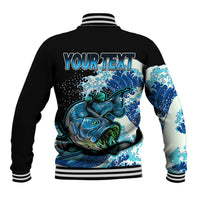 (Custom Personalised) Bass Fishing Blue Baseball Jacket LT9 - Wonder Print Shop