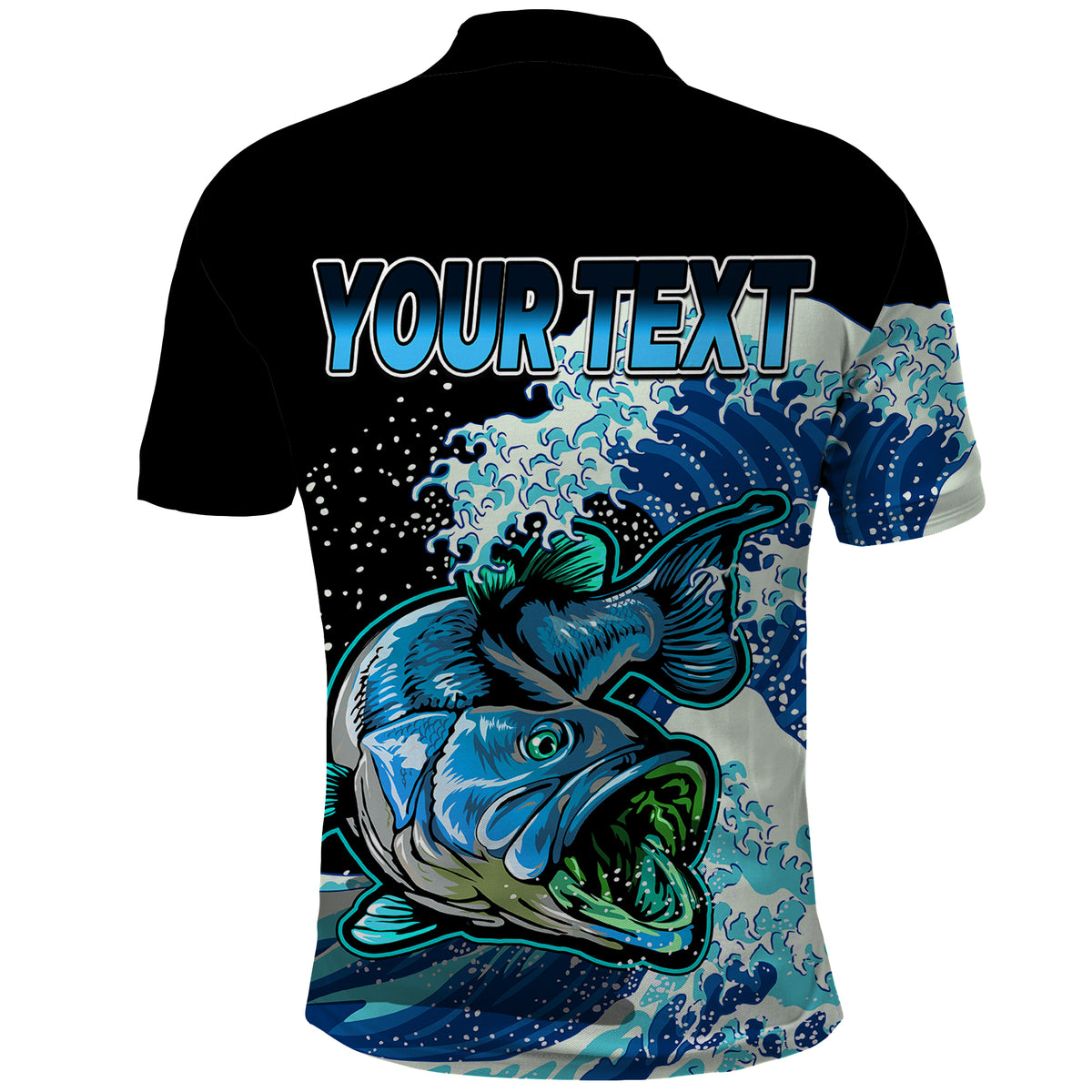 Custom Bass Fishing Blue Polo Shirt - Wonder Print Shop