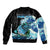 (Custom Personalised) Bass Fishing Blue Sleeve Zip Bomber Jacket - Wonder Print Shop