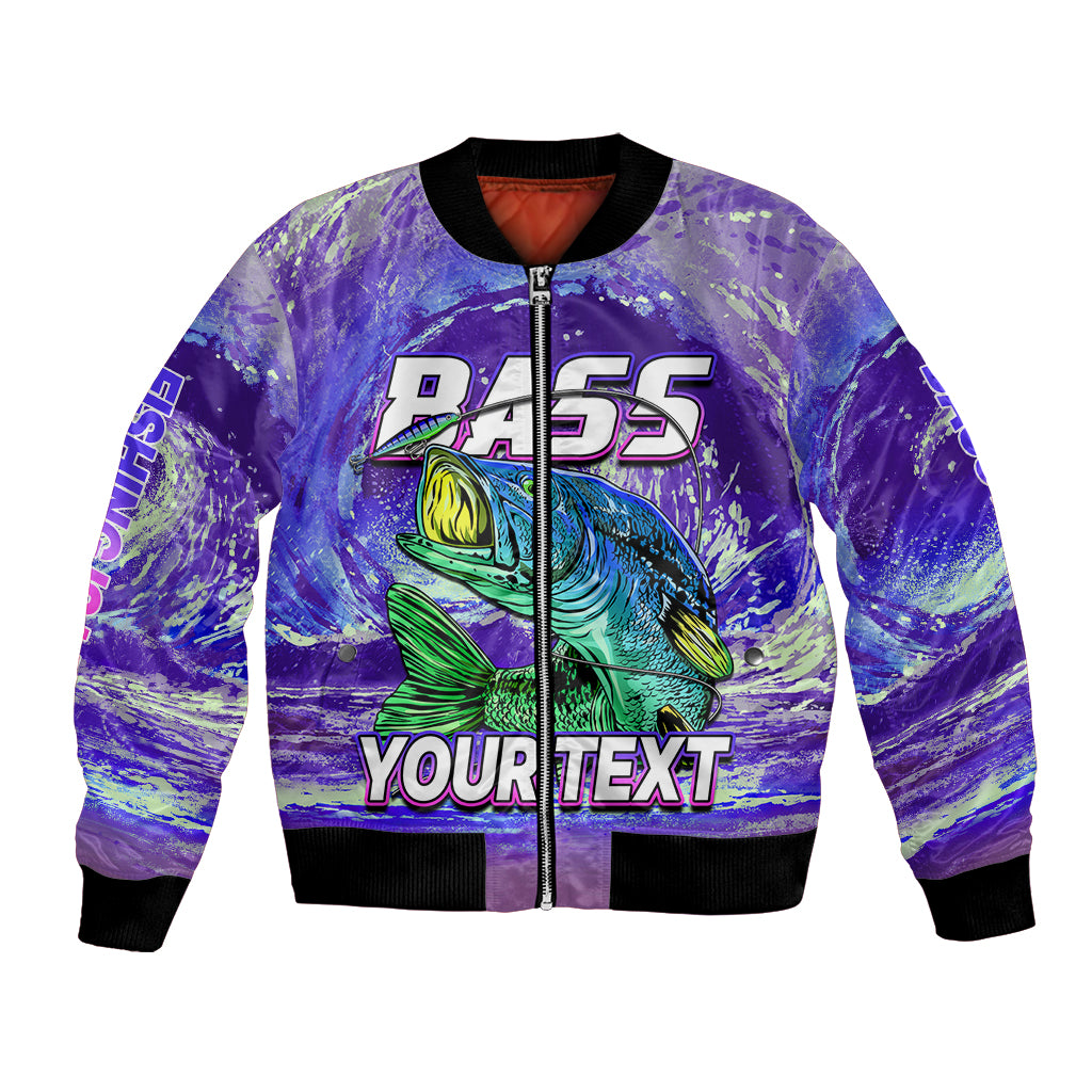 (Custom Personalised) Bass Fishing is Life Hook Sport Largemouth Purple Bomber Jacket LT9 - Wonder Print Shop