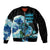(Custom Personalised) Bass Fishing Blue Sleeve Zip Bomber Jacket - Wonder Print Shop