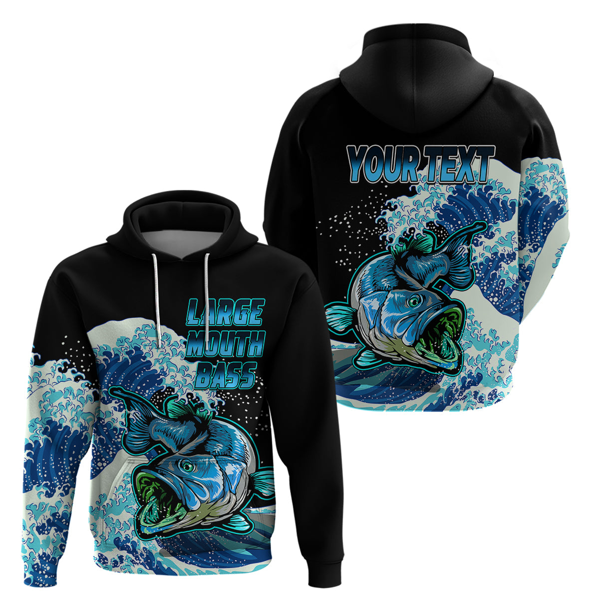 Custom Bass Fishing Hoodie Blue - Wonder Print Shop