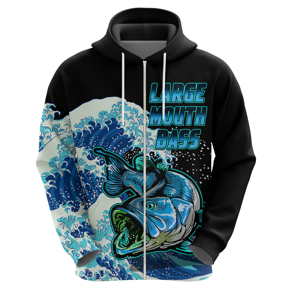 Custom Bass Fishing Hoodie Blue - Wonder Print Shop