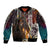 Native American Horse Painting Skull and Eagle Navajo Style Sleeve Zip Bomber Jacket - Wonder Print Shop