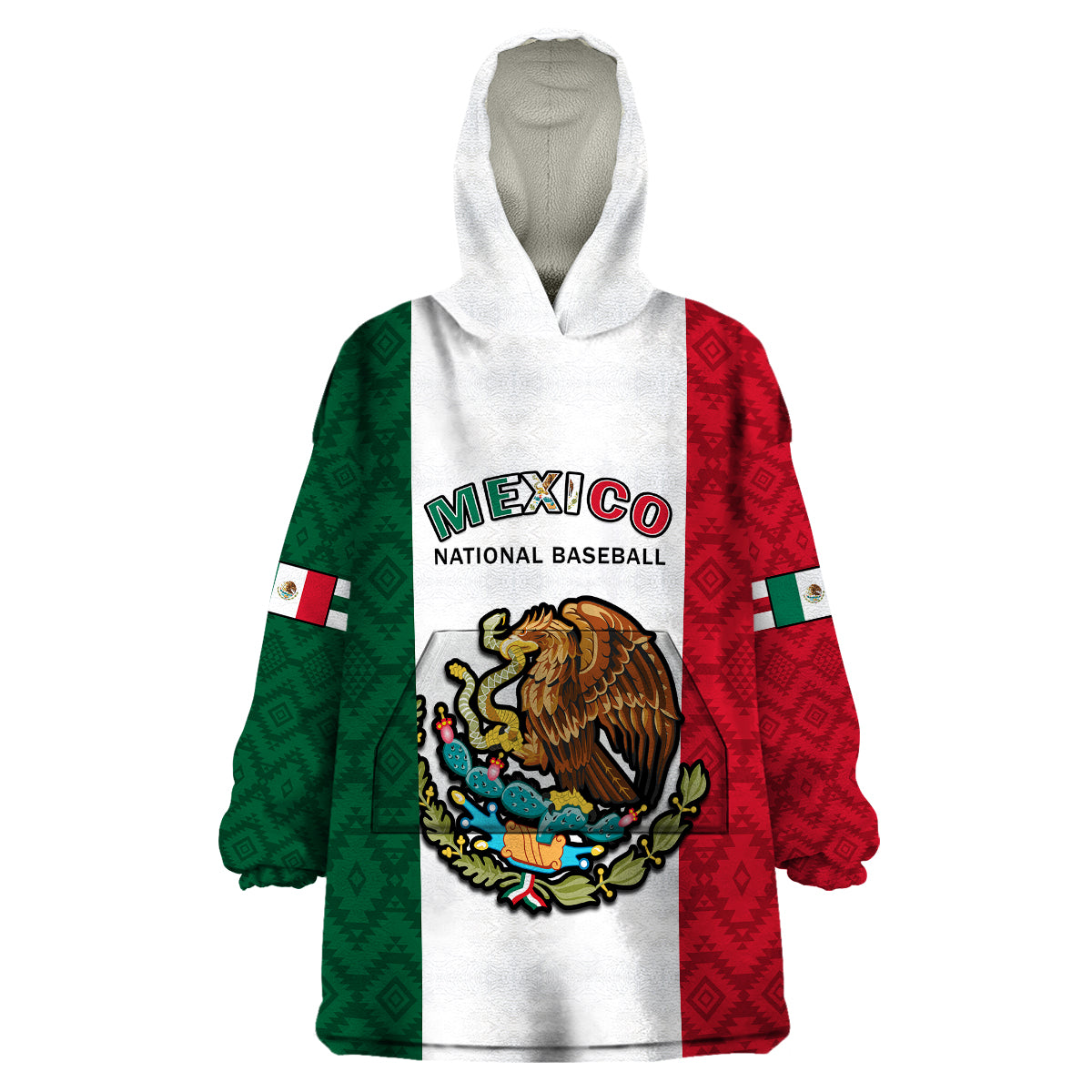 (Custom Text And Number) Mexico 2023 Baseball Mexican Art Flag Style Wearable Blanket Hoodie - Wonder Print Shop
