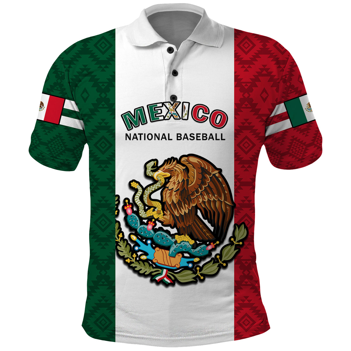 (Custom Text And Number) Mexico 2023 Baseball Mexican Art Flag Style Polo Shirt - Wonder Print Shop
