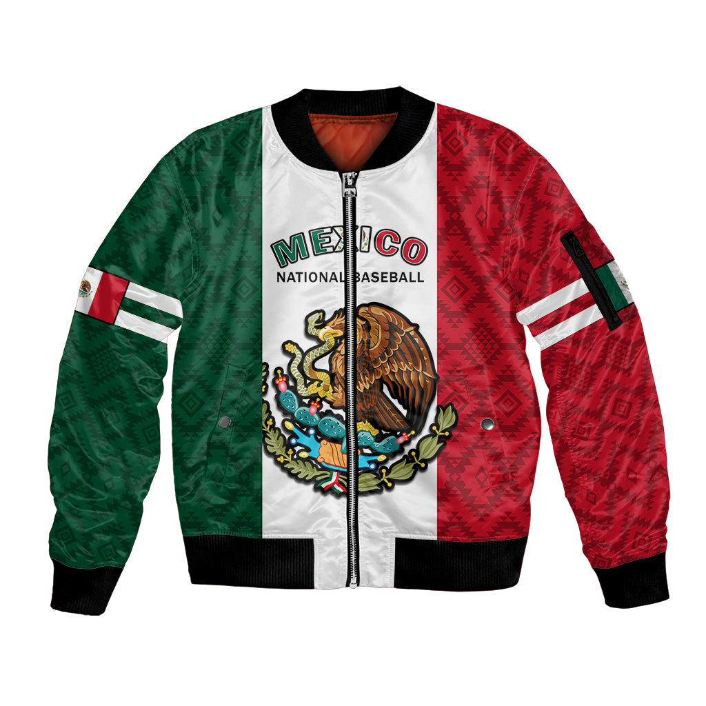 (Custom Text And Number) Mexico 2023 Baseball Mexican Art Flag Style Sleeve Zip Bomber Jacket - Wonder Print Shop