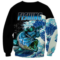 Largemouth Bass Fishing Blue Sweatshirt - Wonder Print Shop