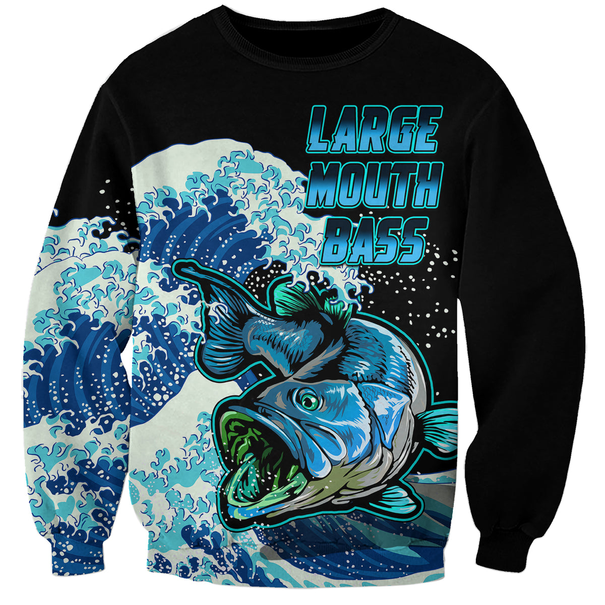 Largemouth Bass Fishing Blue Sweatshirt - Wonder Print Shop