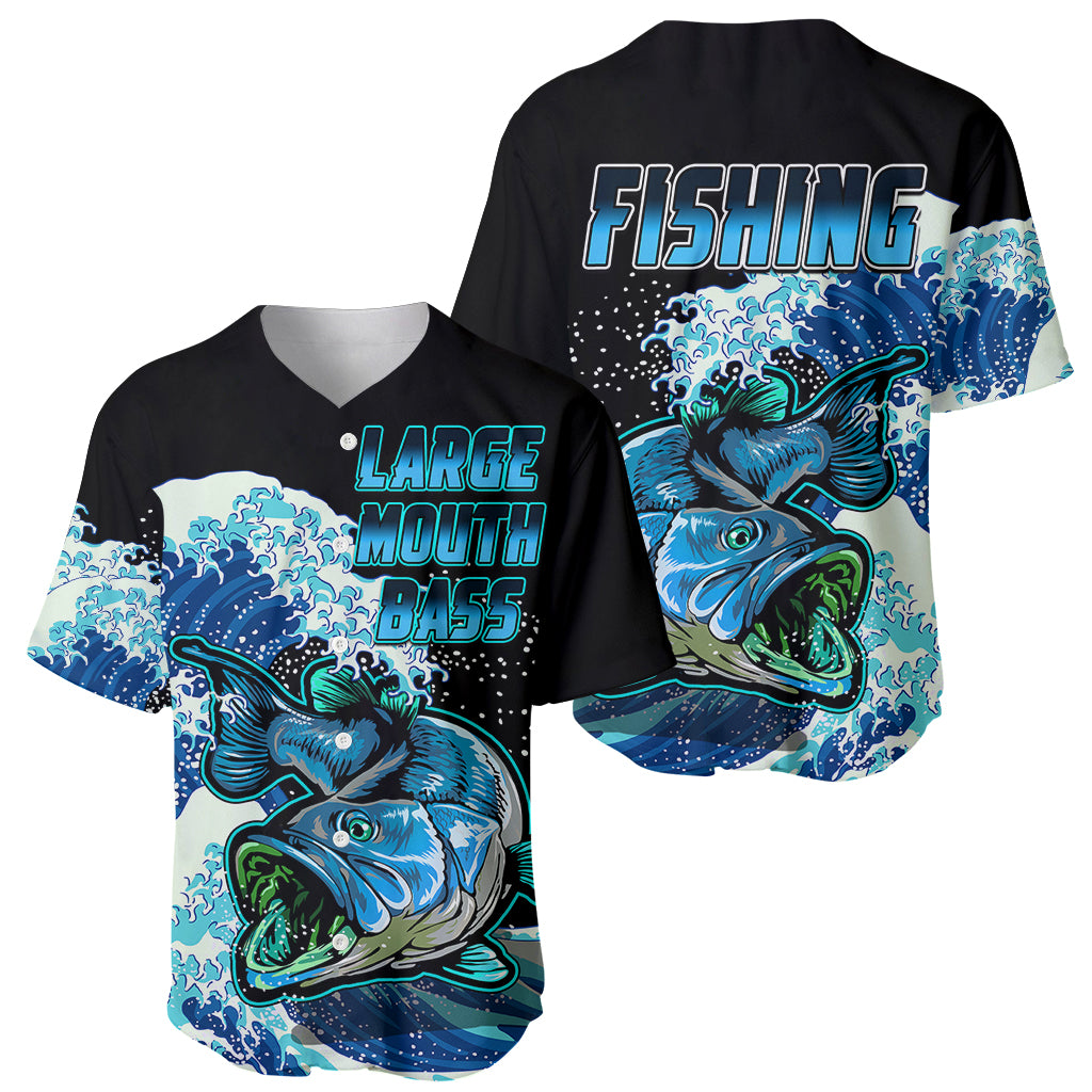 Largemouth Bass Fishing Blue Baseball Jersey LT9 - Wonder Print Shop