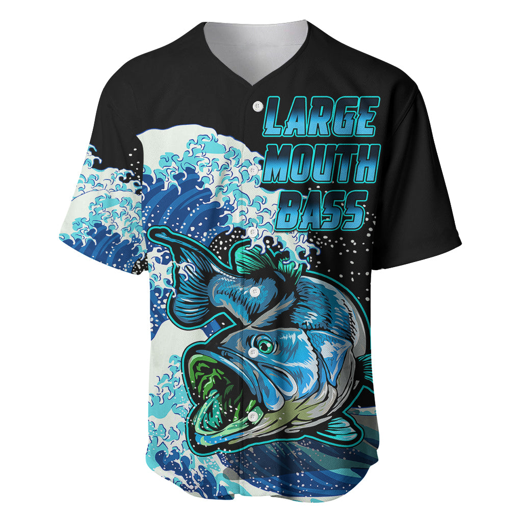 Largemouth Bass Fishing Blue Baseball Jersey LT9 - Wonder Print Shop