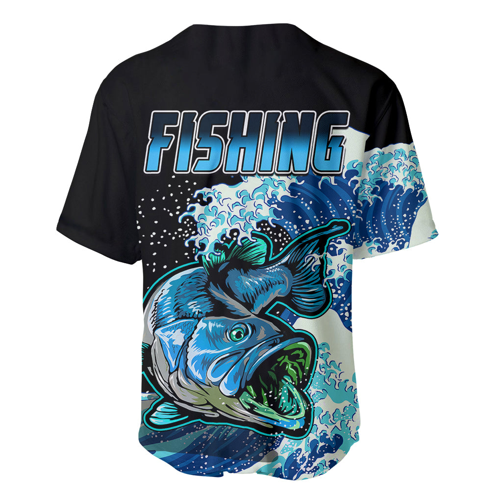 Largemouth Bass Fishing Blue Baseball Jersey LT9 - Wonder Print Shop