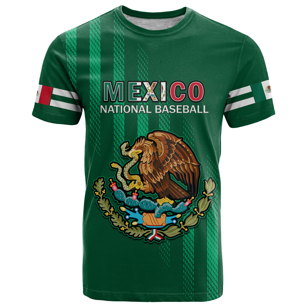 Custom Mexico 2023 Baseball Mix Coat Of Arms T Shirt - Wonder Print Shop