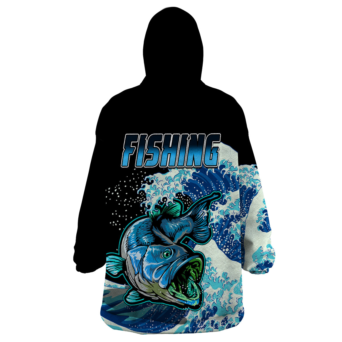 Largemouth Bass Fishing Blue Wearable Blanket Hoodie - Wonder Print Shop