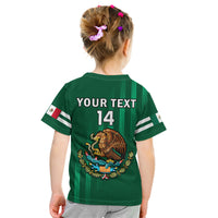 (Custom Text And Number) Mexico 2023 Baseball Mix Coat Of Arms Kid T Shirt - Wonder Print Shop