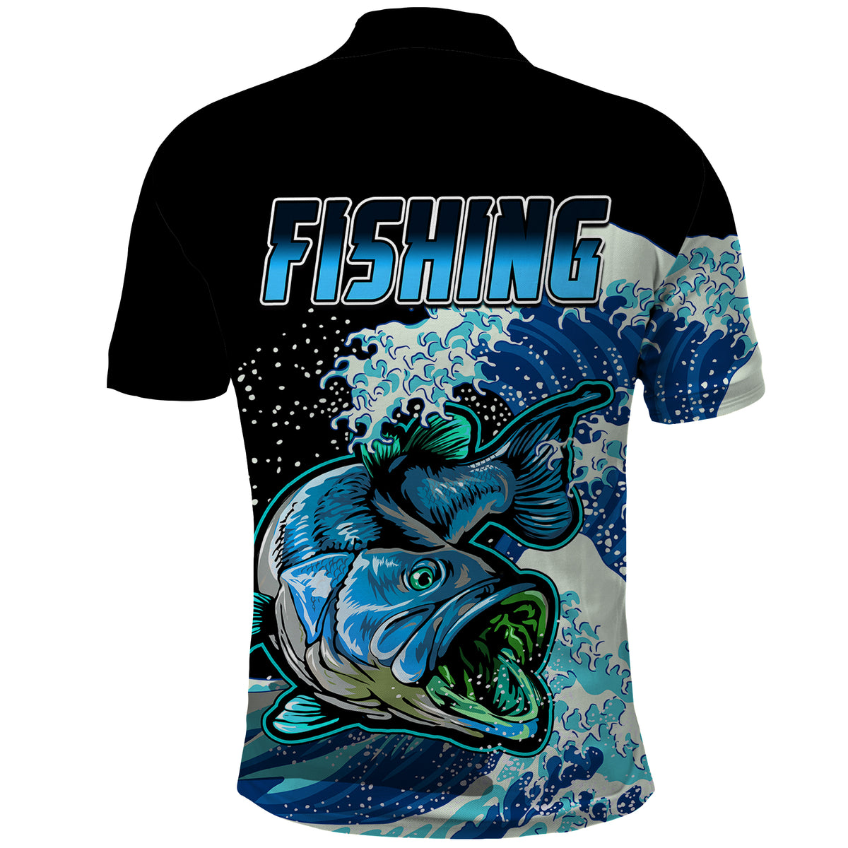Largemouth Bass Fishing Polo Shirt Blue - Wonder Print Shop