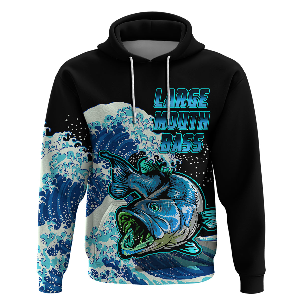 Largemouth Bass Fishing Blue Hoodie - Wonder Print Shop