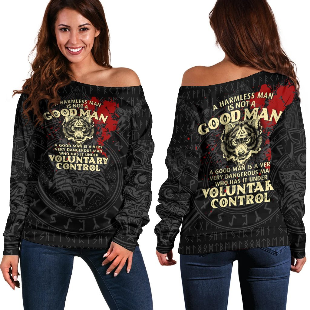 Viking Off Shoulder Sweater - Good Man RLT12 - Wonder Print Shop
